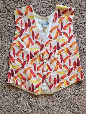 Vintage Paul Harris Design Chili Pepper Button-Front Vest 100% Cotton